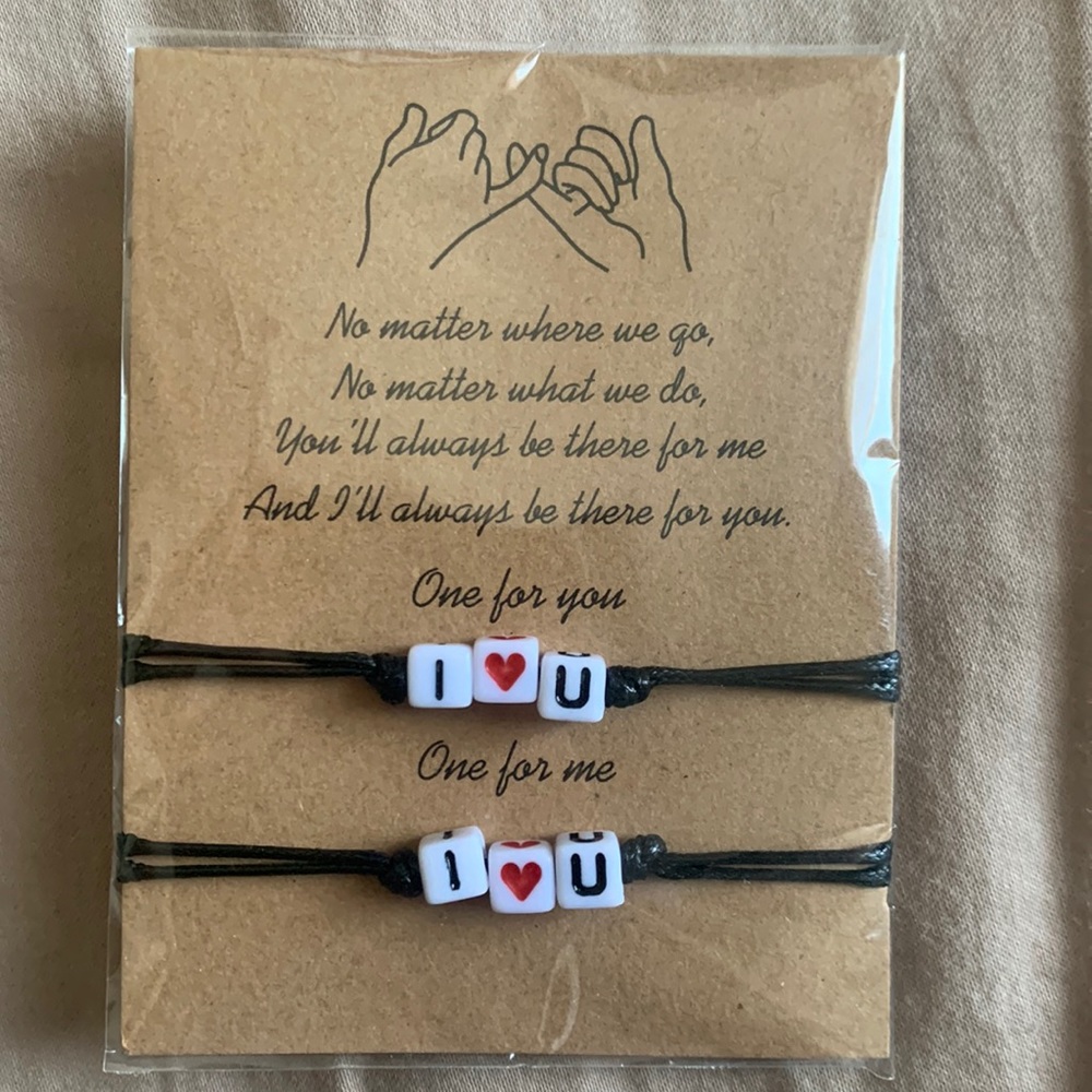 MakersCustoms ILOVEYOU matching bracelets his and hers NWT